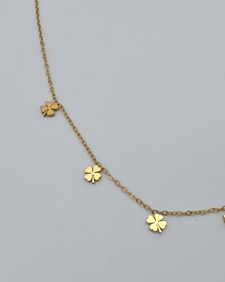 COLLAR CADENA FINA TRÉBOLES - ACERO INOXIDABLE