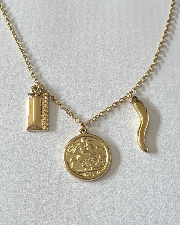 COLLAR CON CHARM DE MONEDA - ACERO INOXIDABLE