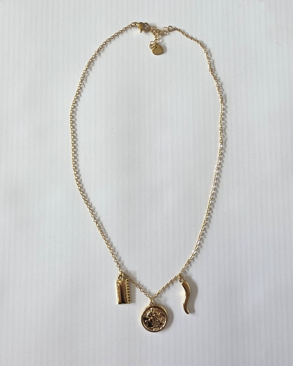 COLLAR CON CHARM DE MONEDA - ACERO INOXIDABLE