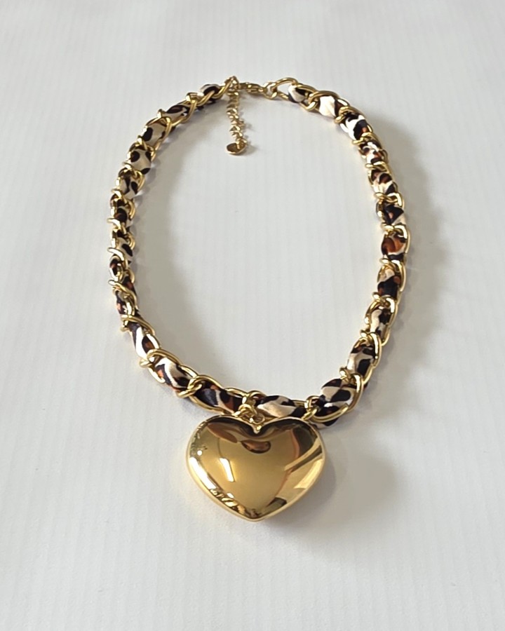 COLLAR CADENA CON TELA ESTAMPADA