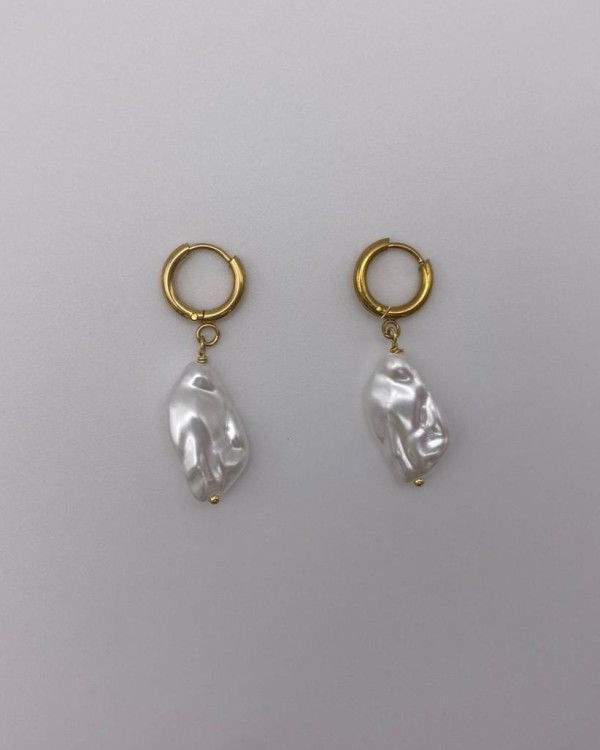 AROS PEQUEÑOS CON PERLA IRREGULAR - ACERO INOXIDABLE