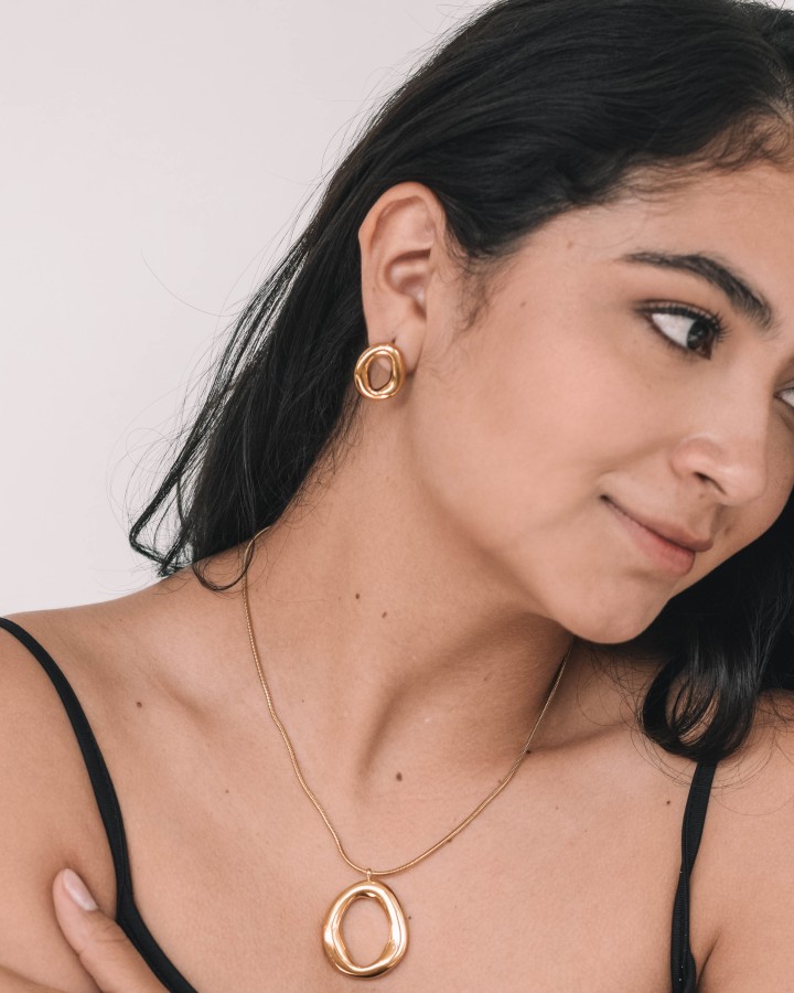 PENDIENTES OVAL IRREGULAR - ACERO INOXIDABLE