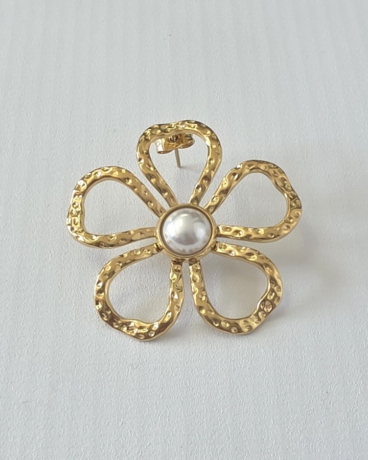 PENDIENTES CONTORNO FLOR - ACERO INOXIDABLE