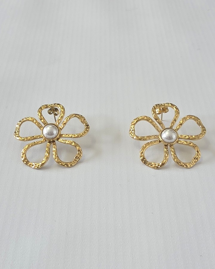 PENDIENTES CONTORNO FLOR - ACERO INOXIDABLE