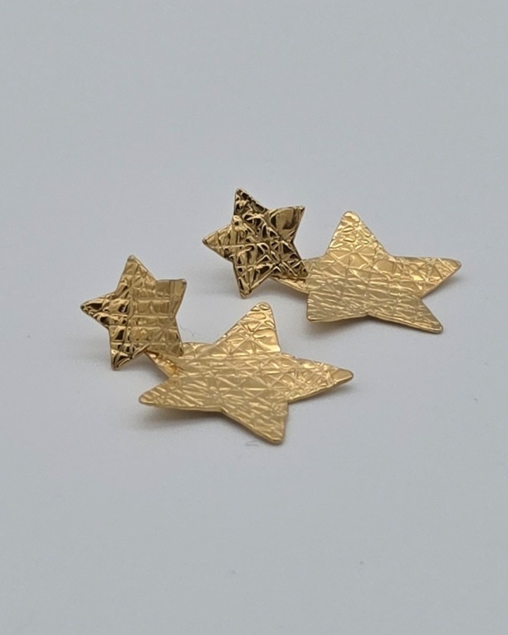 PENDIENTES ESTRELLAS TEXTURA - ACERO INOXIDABLE