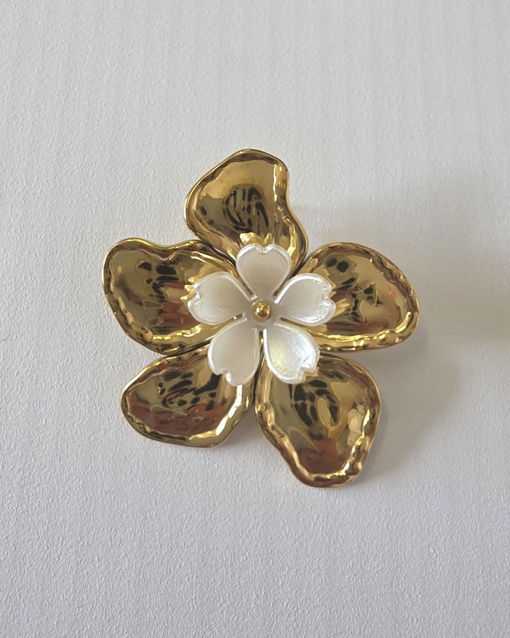 PENDIENTES FLOR DOBLE GRANDE - ACERO INOXIDABLE