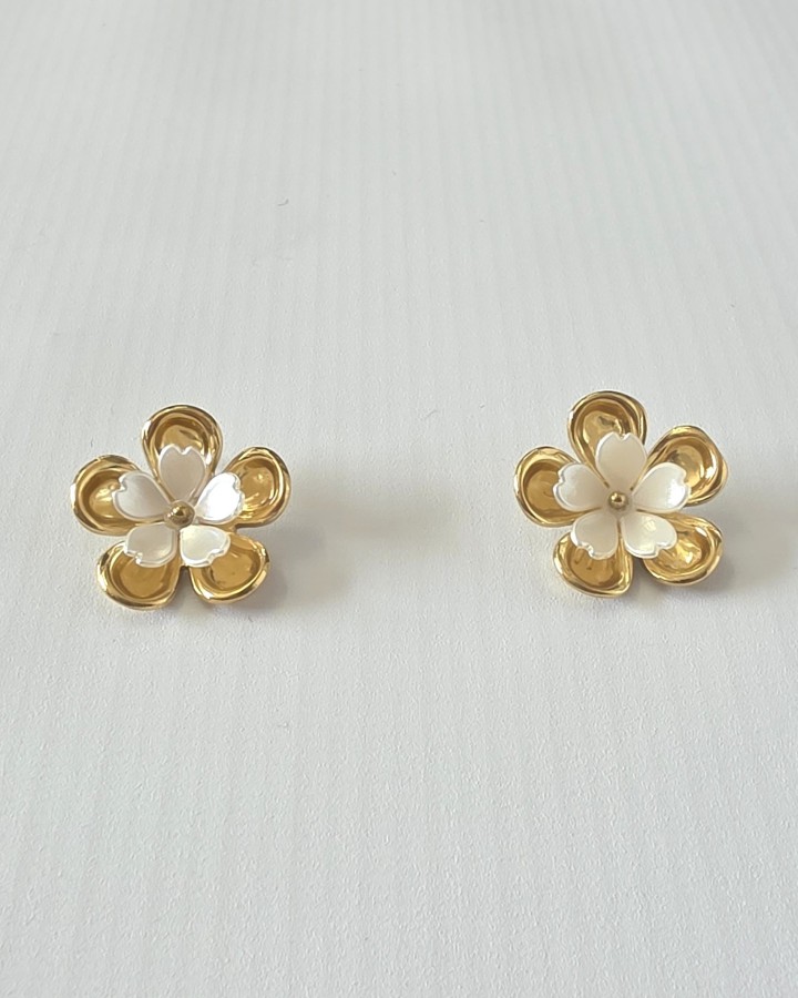 PENDIENTES FLOR DOBLE PEQUEÑA - ACERO INOXIDABLE