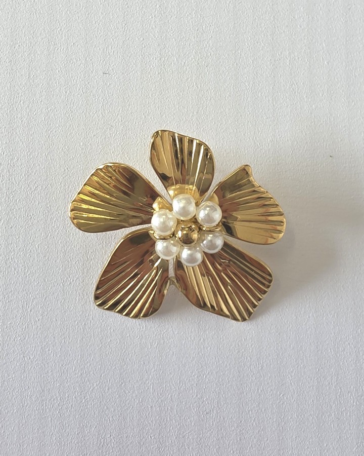 PENDIENTES FLOR PERLITAS - ACERO INOXIDABLE
