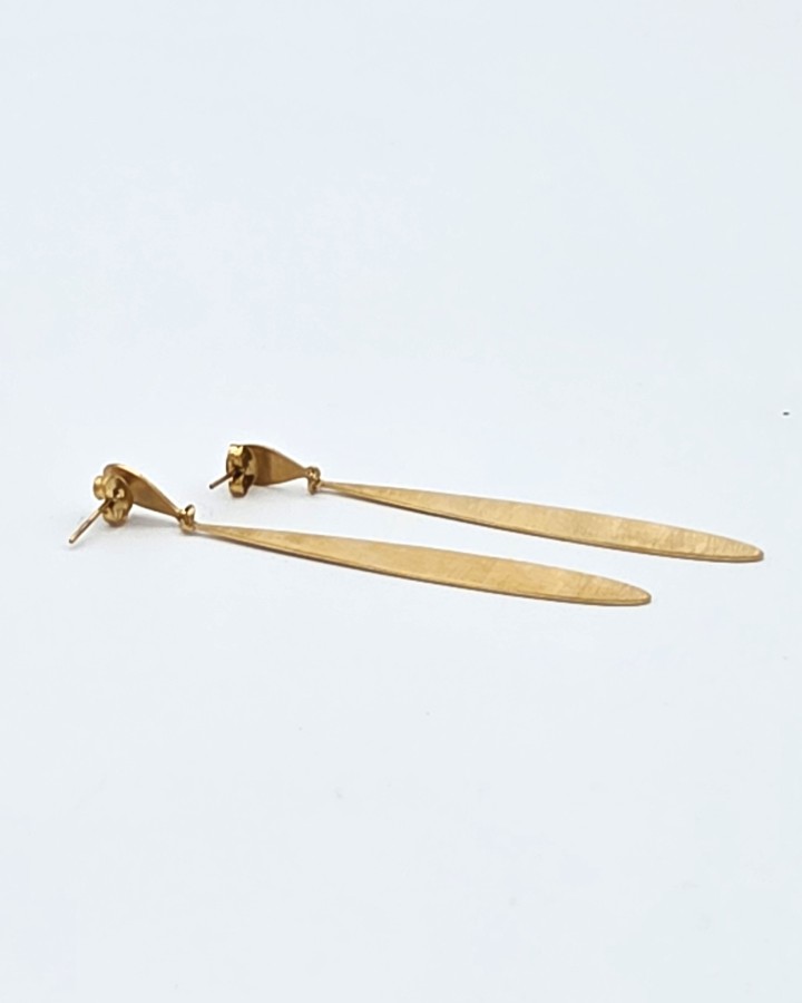 PENDIENTES LARGOS METALIZADOS LÁGRIMA- ACERO INOXIDABLE