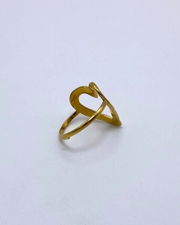 ANILLO AJUSTABLE CORAZÓN IRREGULAR - ACERO INOXIDABLE