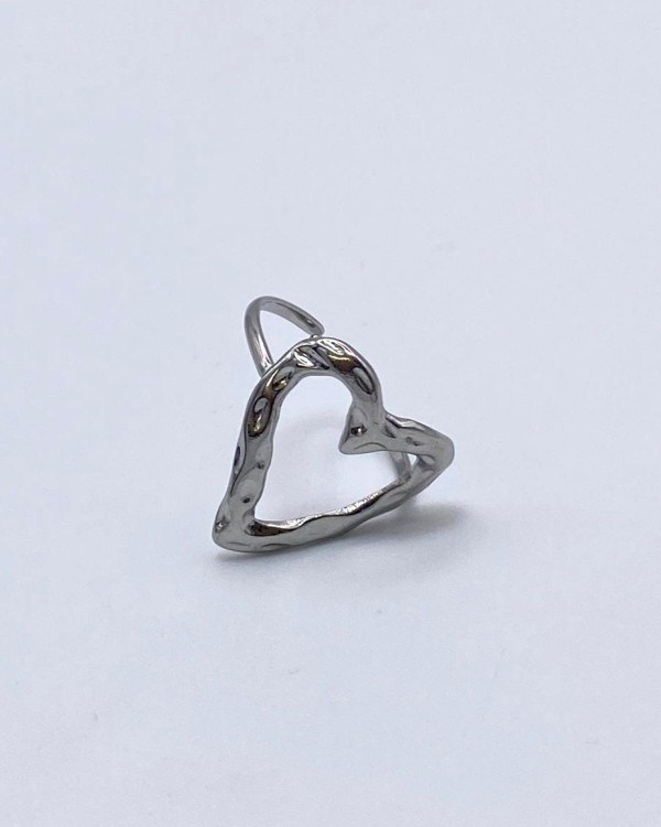 ANILLO AJUSTABLE CORAZÓN IRREGULAR - ACERO INOXIDABLE