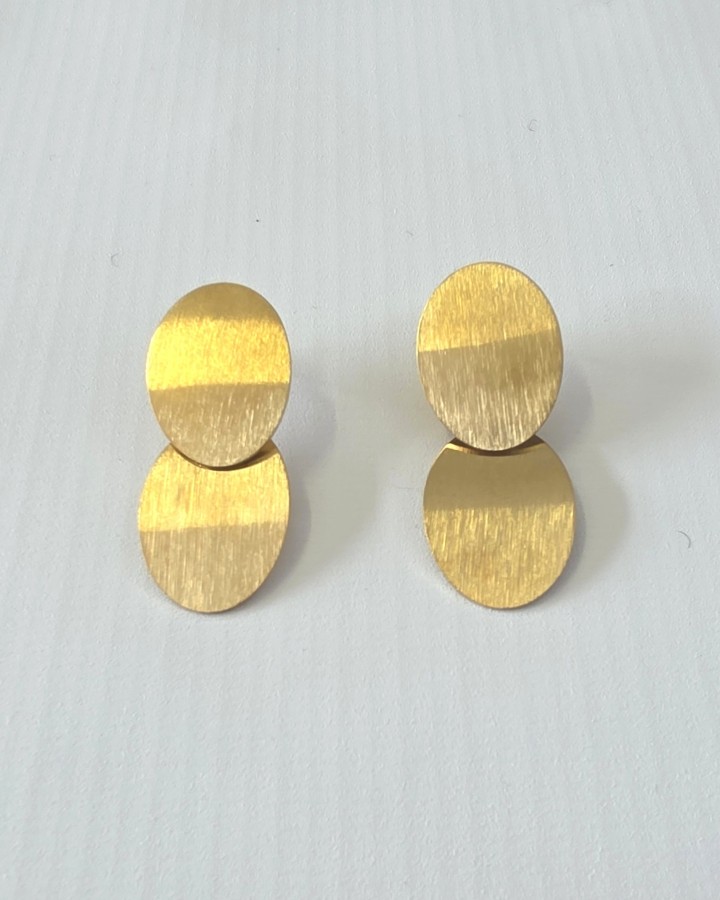 PENDIENTES OVALOS METALIZADOS - ACERO INOXIDABLE