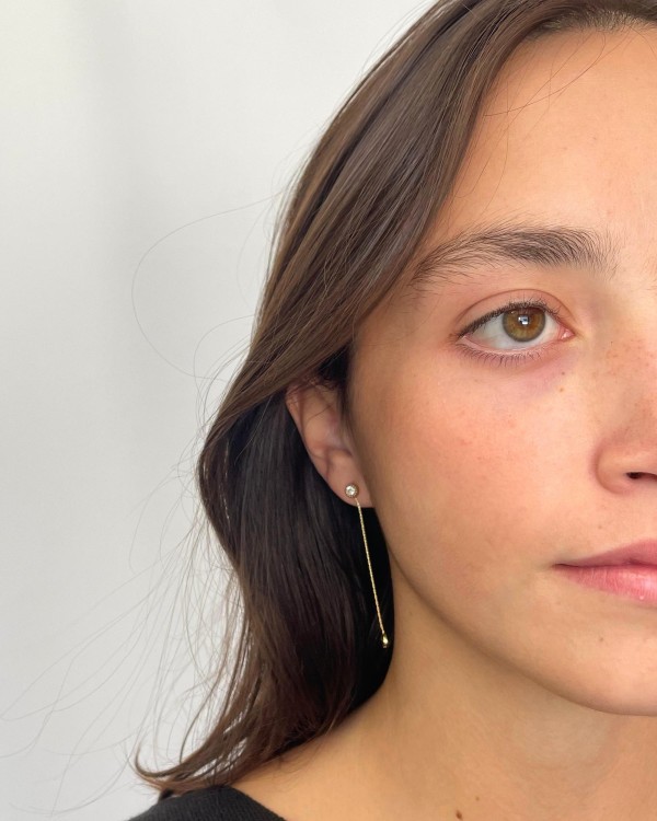 PENDIENTES LARGOS CON BRILLANTE - ACERO INOXIDABLE