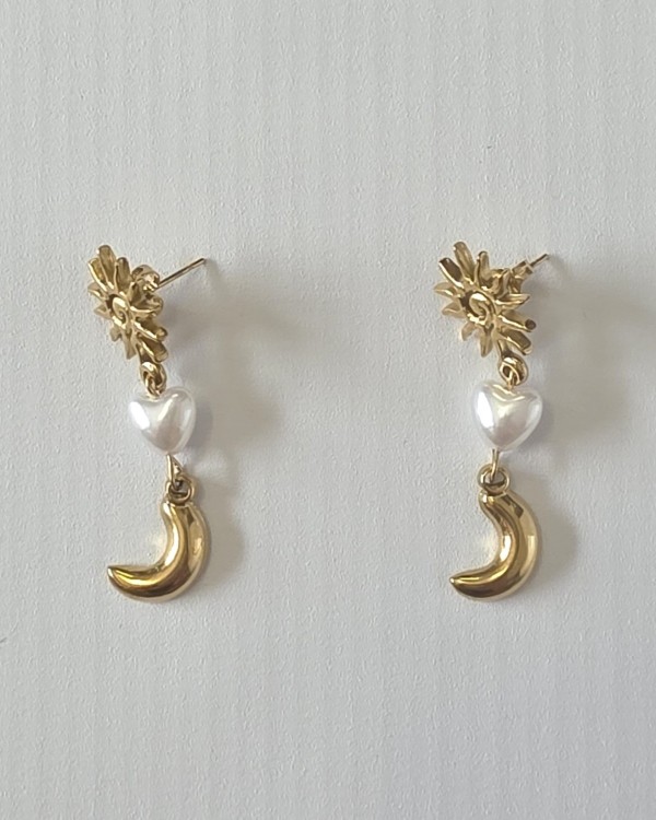 PENDIENTES SOL Y LUNA - ACERO INOXIDABLE