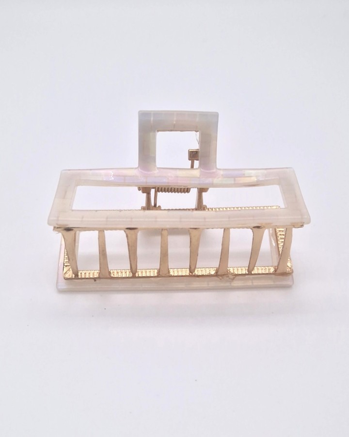 PINZA DE PELO NACARADA RECTANGULAR