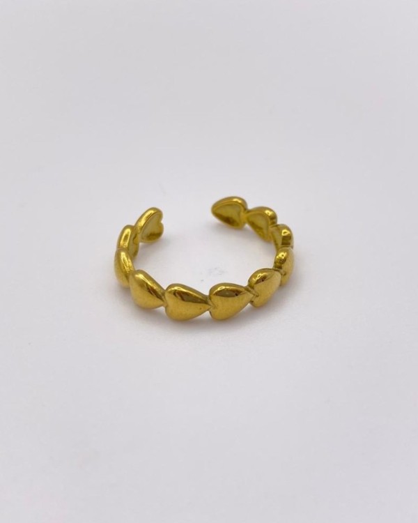 ANILLO AJUSTABLE CORAZONES - ACERO INOXIDABLE