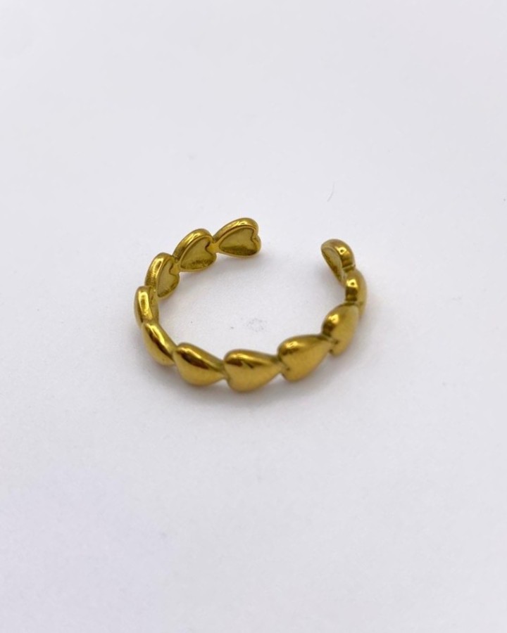 ANILLO AJUSTABLE CORAZONES - ACERO INOXIDABLE