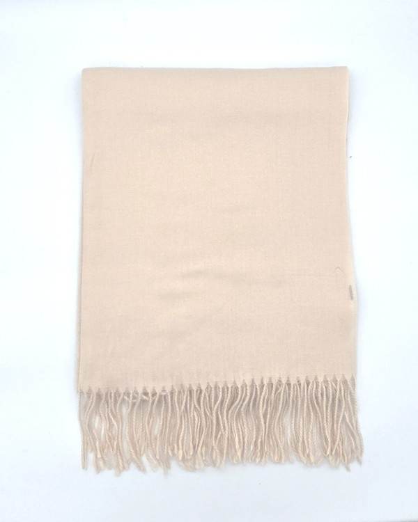 BUFANDA LISA DE MEZCLA DE LANA CON FLECOS