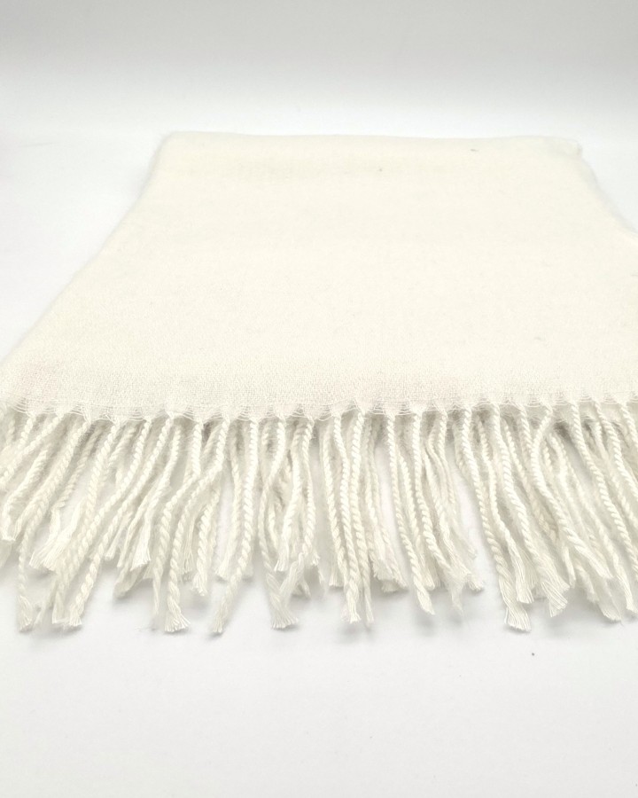 BUFANDA LISA DE MEZCLA DE LANA CON FLECOS