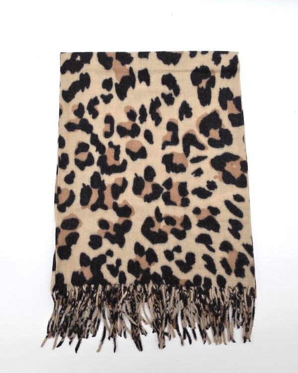 BUFANDA ANIMAL PRINT CON FLECOS