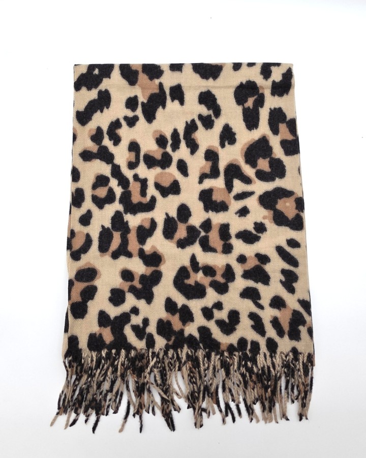 BUFANDA ANIMAL PRINT CON FLECOS