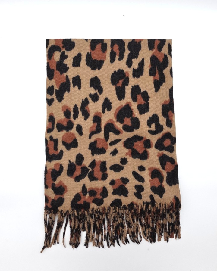 BUFANDA ANIMAL PRINT CON FLECOS