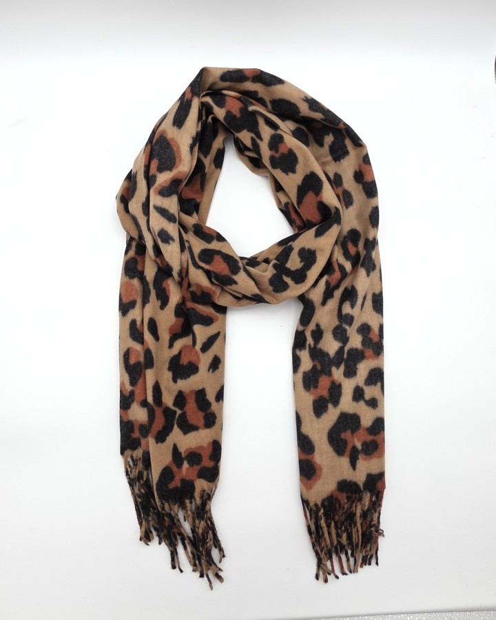 BUFANDA ANIMAL PRINT CON FLECOS
