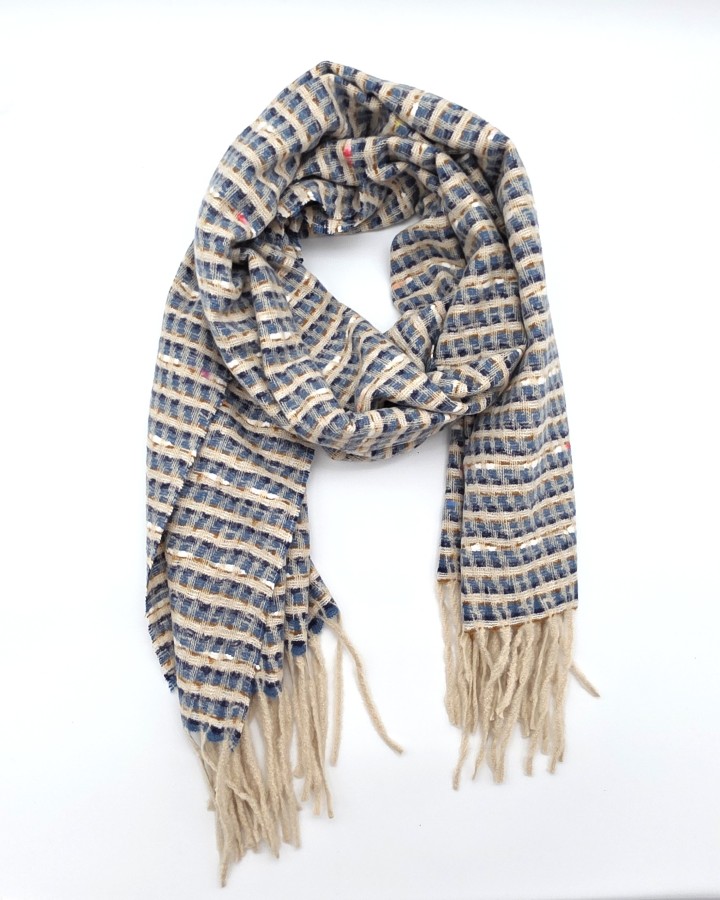 BUFANDA CUADROS CON FLECOS