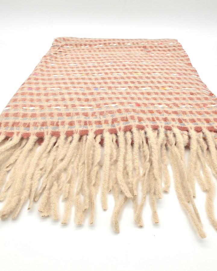 BUFANDA CUADROS CON FLECOS