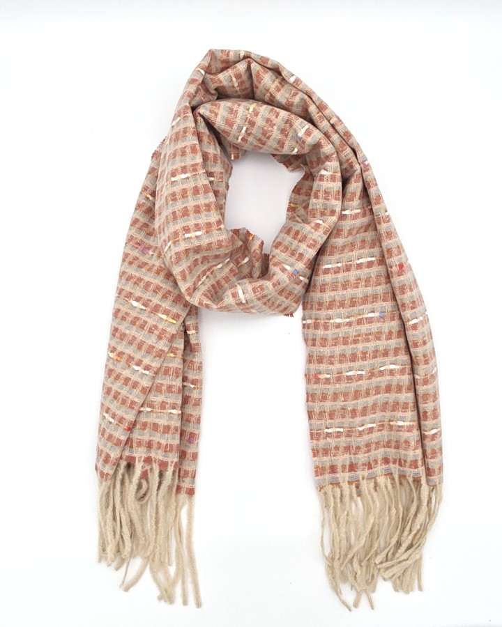 BUFANDA CUADROS CON FLECOS