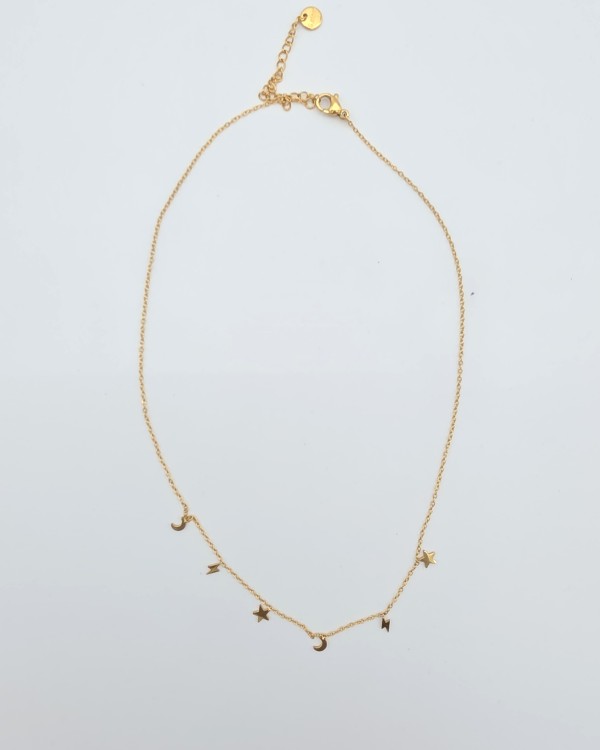 COLLAR CADENA FINA SISTEMA SOLAR - ACERO INOXIDABLE