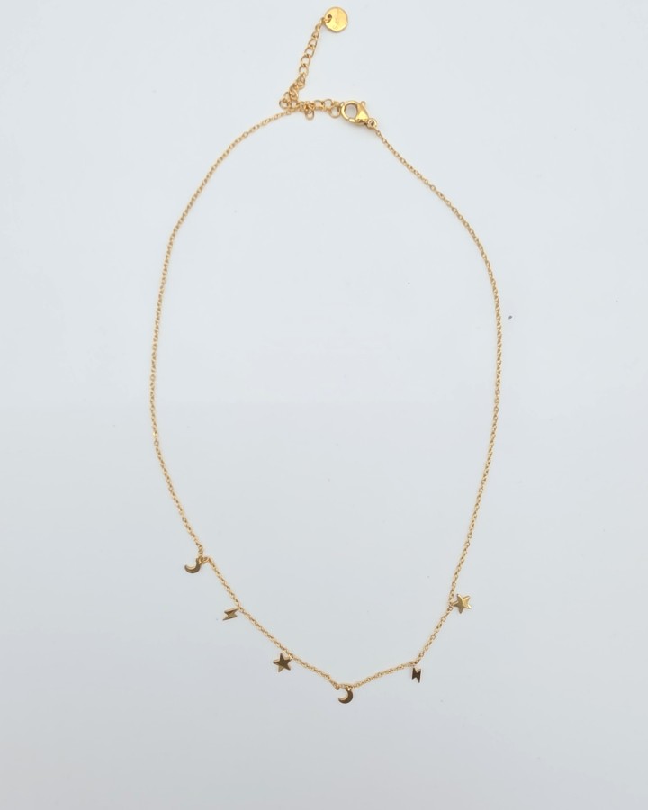 COLLAR CADENA FINA SISTEMA SOLAR - ACERO INOXIDABLE