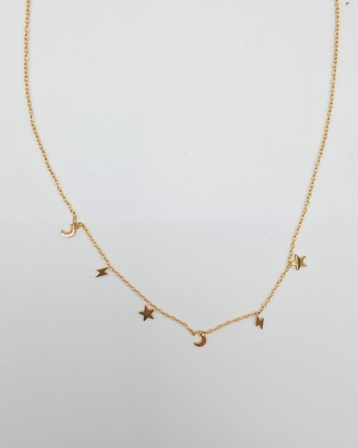 COLLAR CADENA FINA SISTEMA SOLAR - ACERO INOXIDABLE