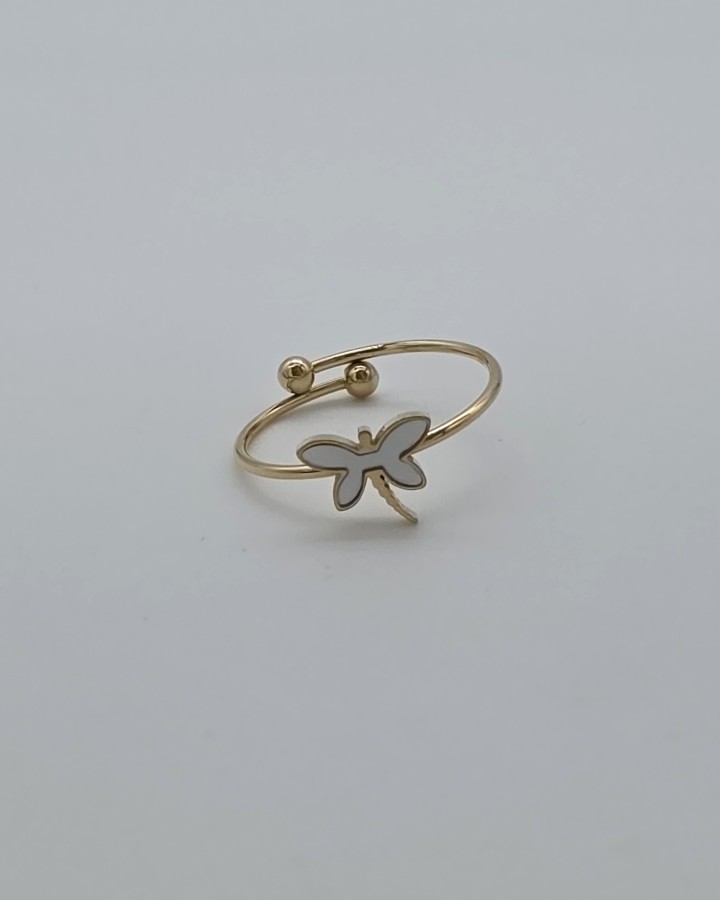 ANILLO AJUSTABLE LIBELULA NACARADA - ACERO INOXIDABLE