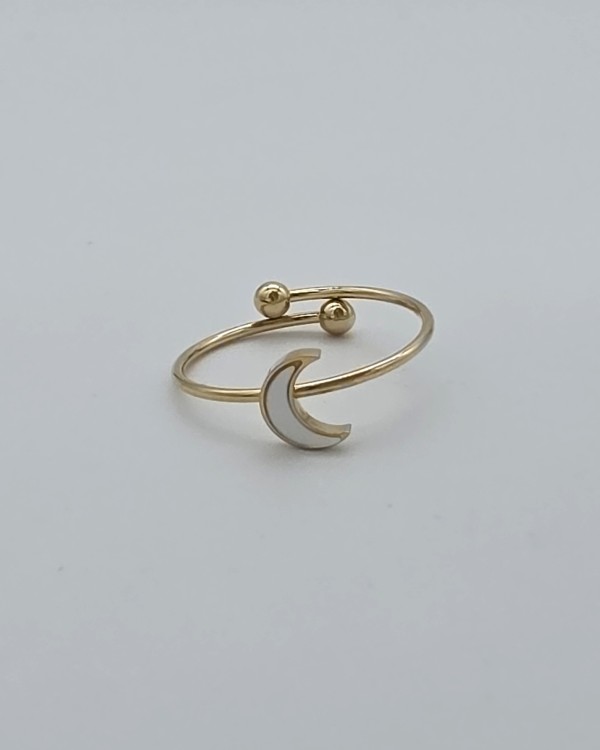 ANILLO AJUSTABLE LUNA NACARADA - ACERO INOXIDABLE