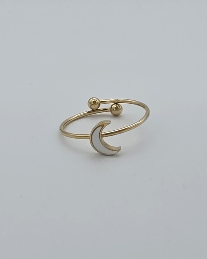ANILLO AJUSTABLE LUNA NACARADA - ACERO INOXIDABLE
