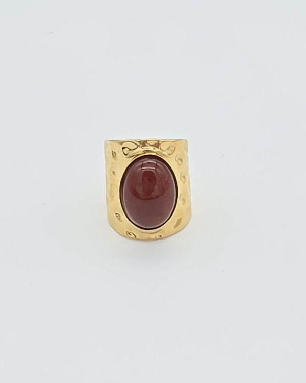 ANILLO AJUSTABLE GRANDE MARRÓN - ACERO INOXIDABLE