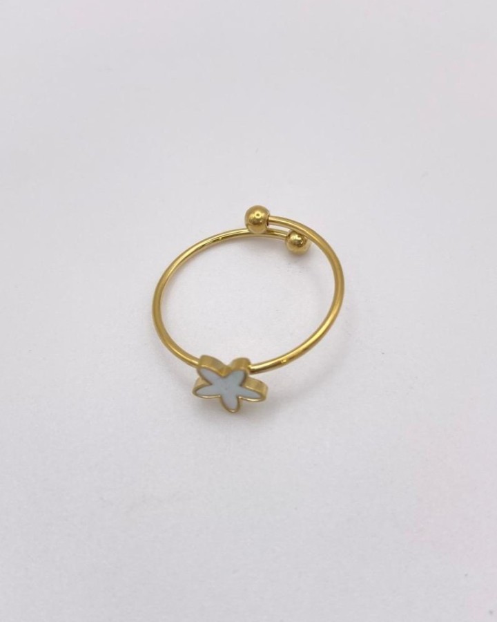 ANILLO AJUSTABLE ESTRELLA NACARADA - ACERO INOXIDABLE
