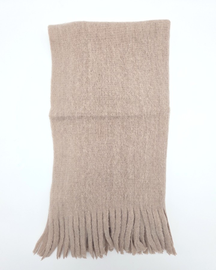 BUFANDA LISA DE MEZCLA DE LANA CON FLECOS