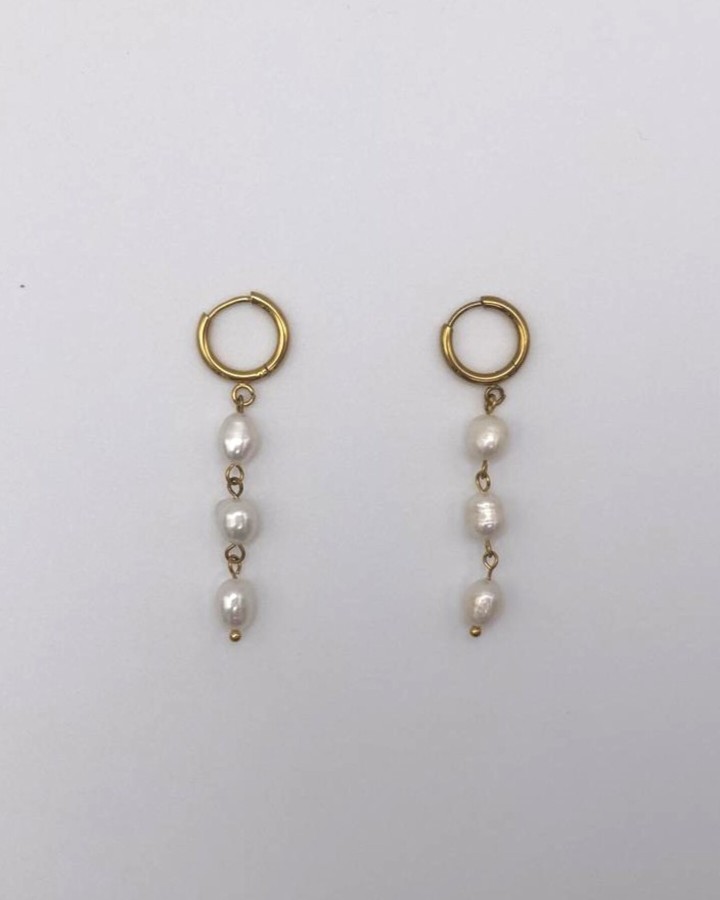 AROS PEQUEÑOS TRIPLE PERLA - ACERO INOXIDABLE