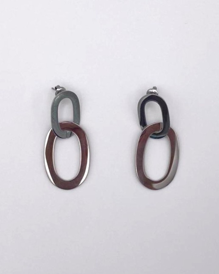 PENDIENTES LARGOS OVALOS LISOS - ACERO INOXIDABLE