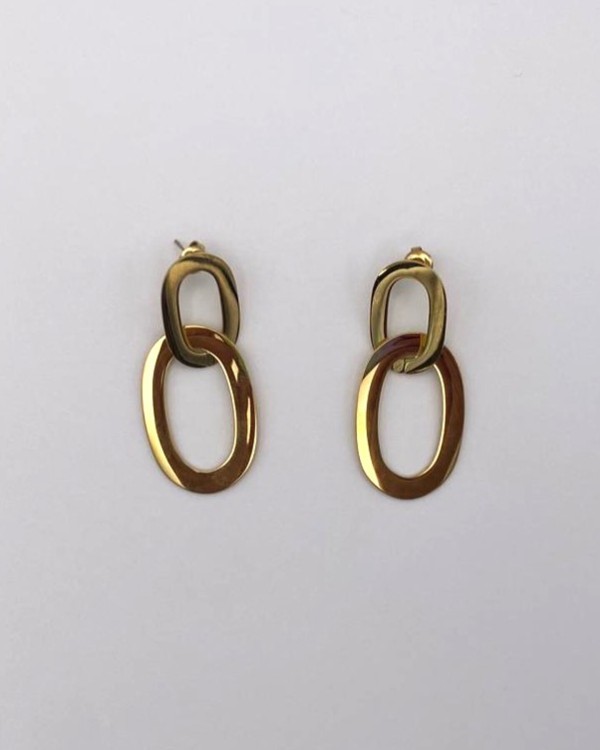 PENDIENTES LARGOS OVALOS LISOS - ACERO INOXIDABLE