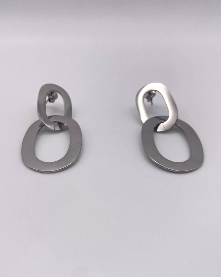 PENDIENTES LARGOS OVALOS LISOS - ACERO INOXIDABLE