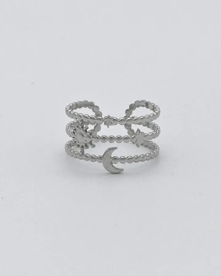 ANILLO AJUSTABLE SISTEMA SOLAR - ACERO INOXIDABLE