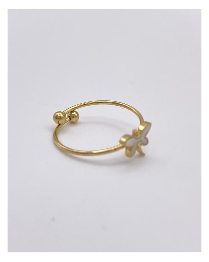 ANILLO AJUSTABLE LIBELULA NACARADA - ACERO INOXIDABLE