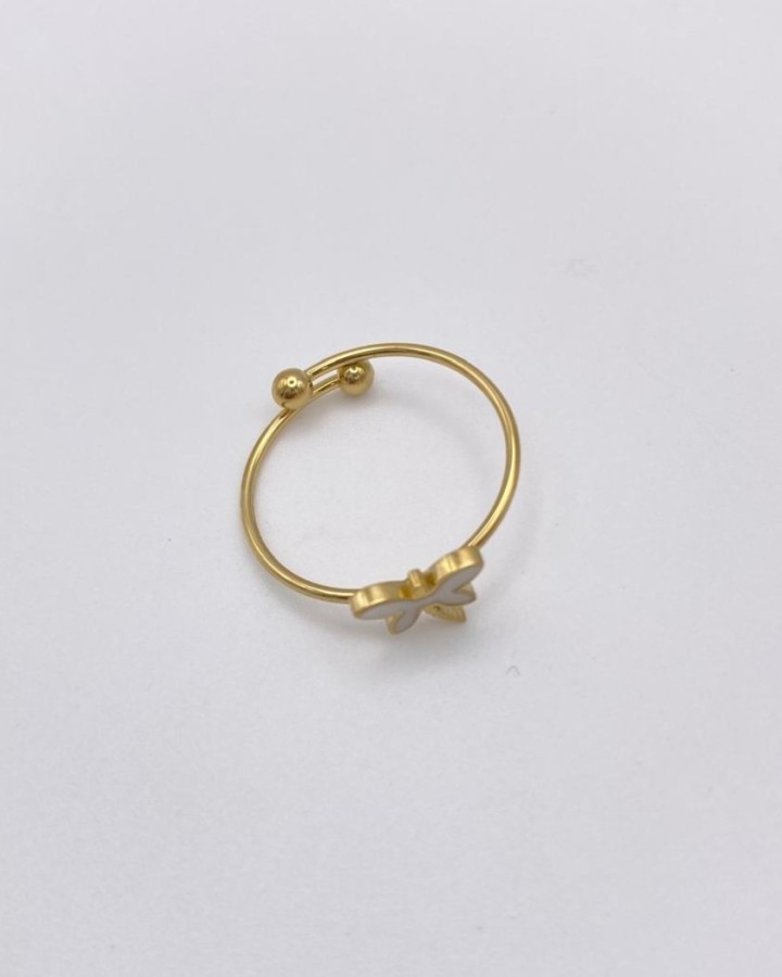 ANILLO AJUSTABLE LIBELULA NACARADA - ACERO INOXIDABLE