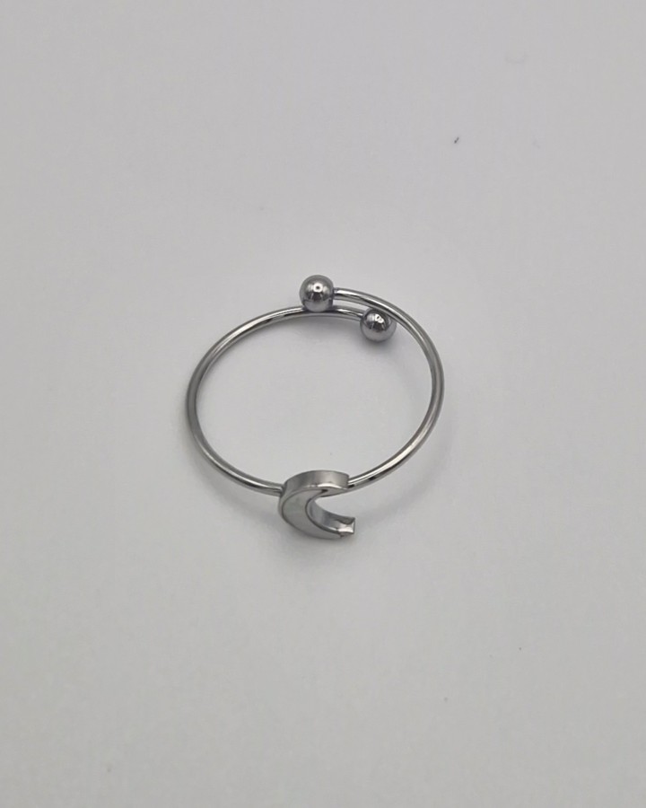 ANILLO AJUSTABLE LUNA NACARADA - ACERO INOXIDABLE