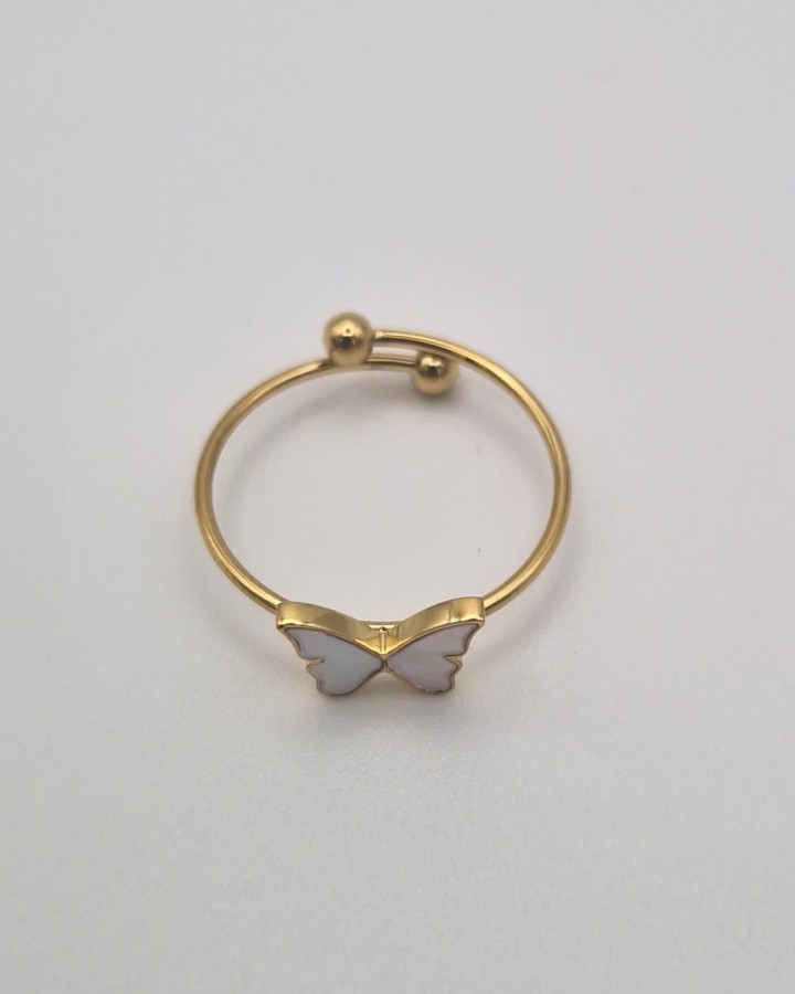 ANILLO AJUSTABLE MARIPOSA NACARADA - ACERO INOXIDABLE