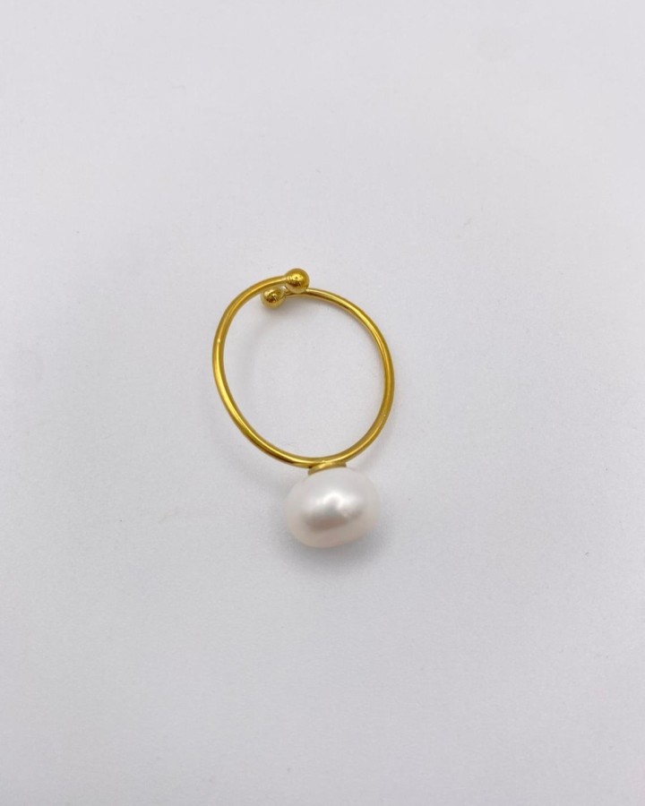 ANILLO AJUSTABLE PERLA - ACERO INOXIDABLE
