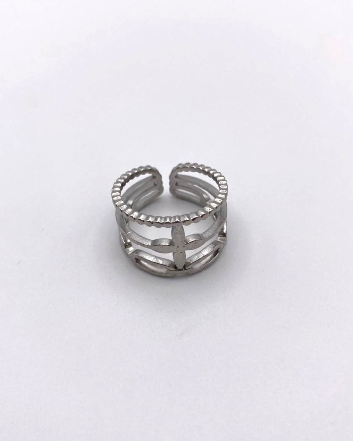 ANILLO AJUSTABLE TRIPLE NIVEL CRUZ - ACERO INOXIDABLE